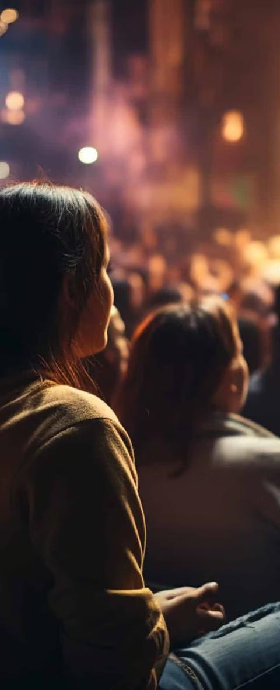 Pessoas reunidas em culto cristão